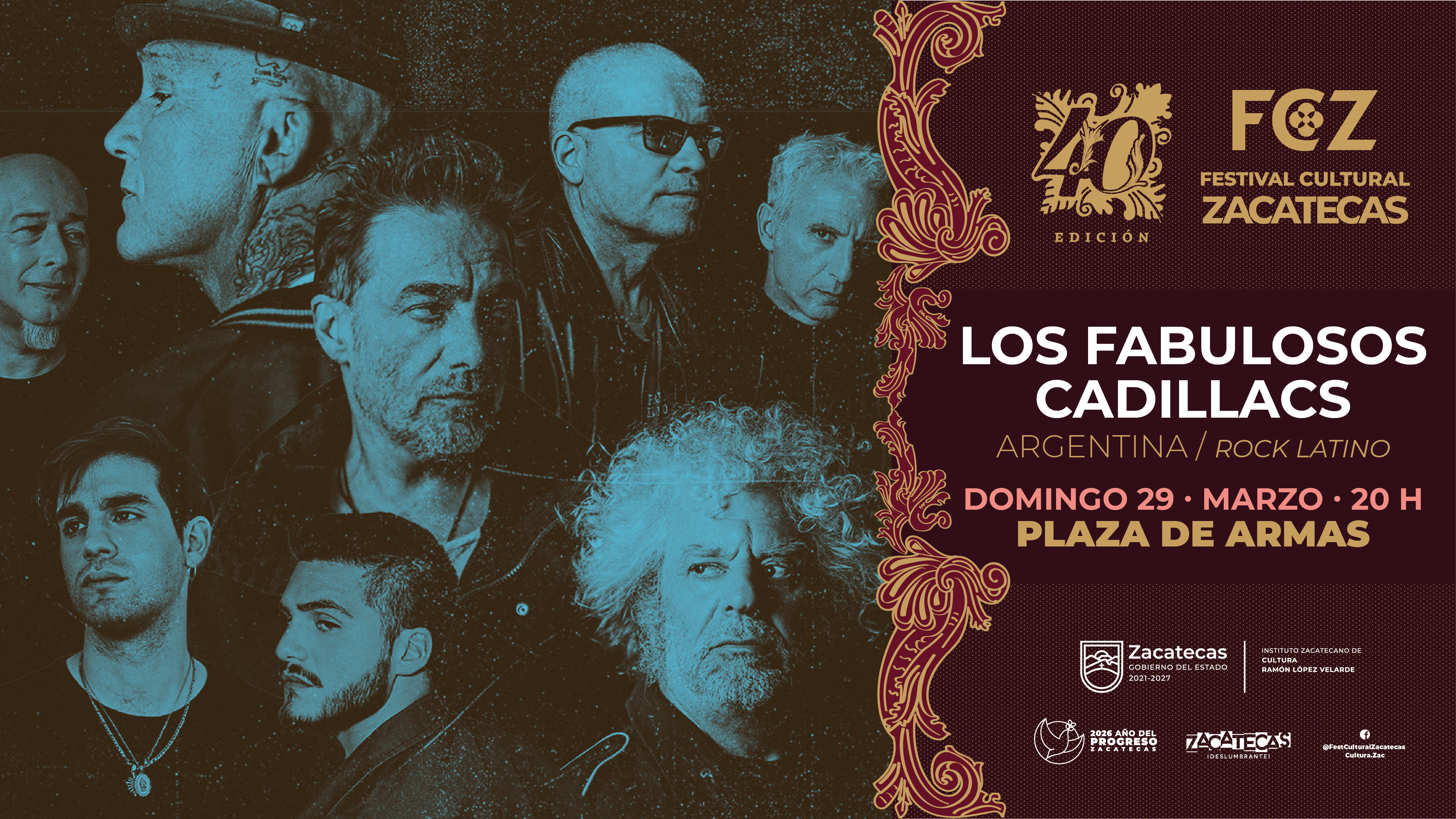 ABRIRÁN LOS FABULOSOS CADILLACS EL FESTIVAL CULTURAL ZACATECAS 2026 EN SU 40 ANIVERSARIO