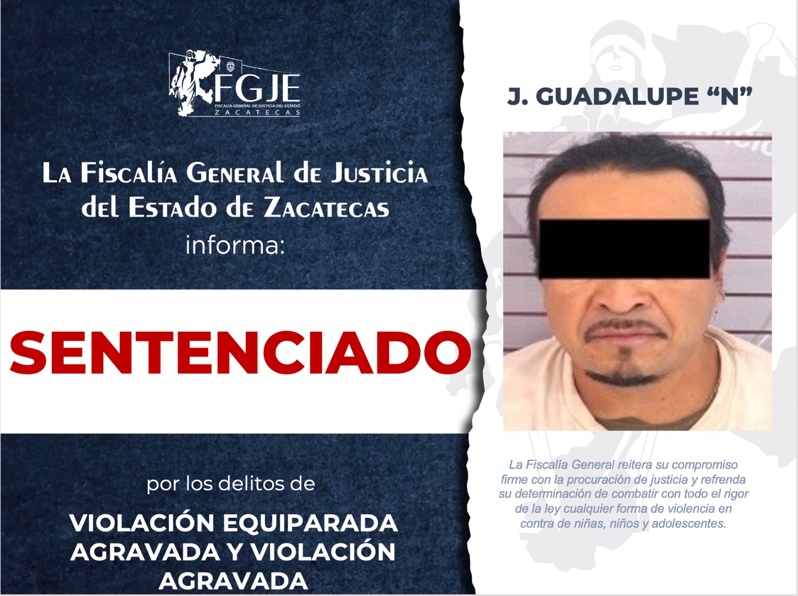 DAN SENTENCIA POR VIOLACIÓN EQUIPARADA AGRAVADA Y VIOLACIÓN AGRAVADA   