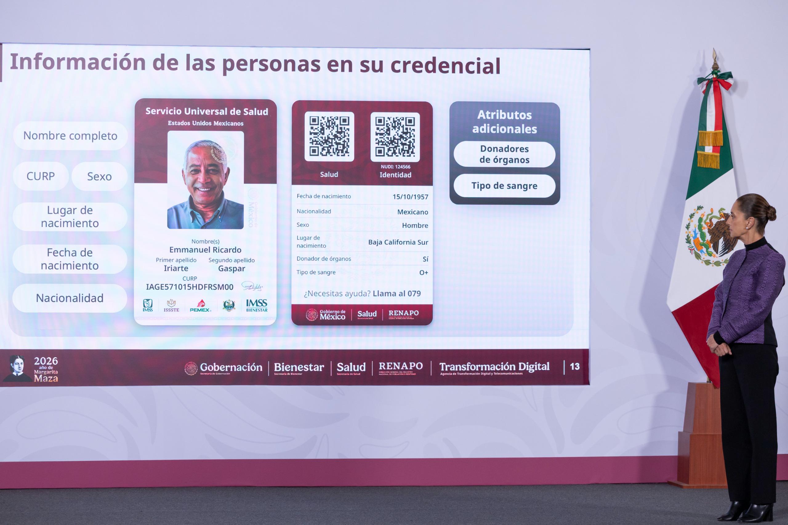 PRESENTA SHEINBAUM CREDENCIAL DEL SERVICIO UNIVERSAL DE SALUD