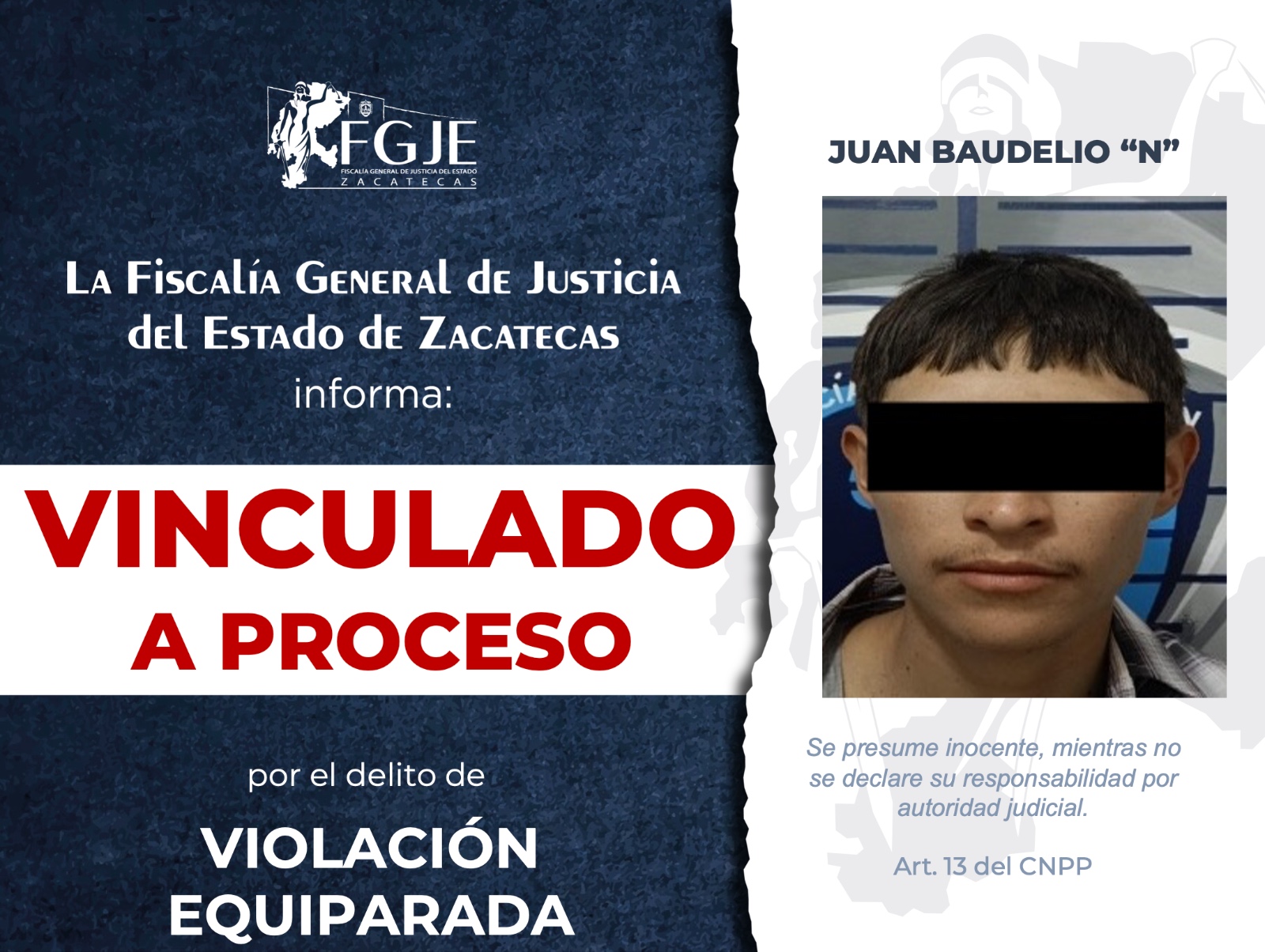 Vinculan a proceso a hombre por violación equiparada