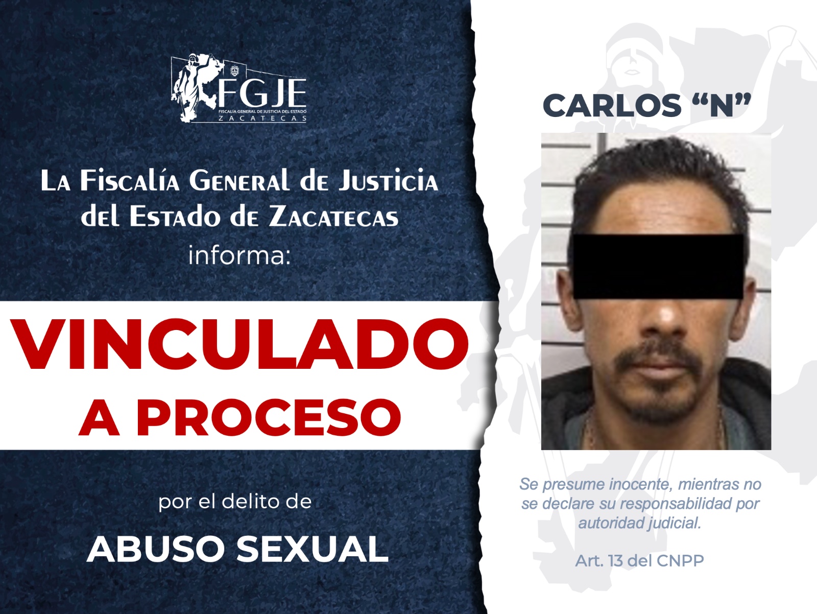 Vinculan a proceso a Carlos "N" por abuso sexual