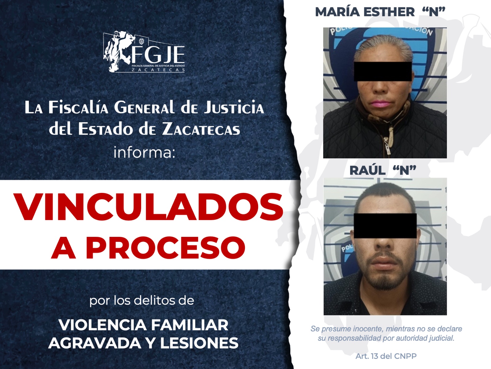 VINCULAN A PROCESO A MARÍA ESTHER Y RAÚL “N”, POR VIOLENCIA FAMILIAR AGRAVADA EN CIUDAD CUAUHTÉMOC